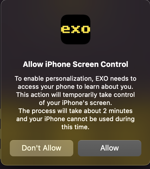 iPhone Screen Control Permission Prompt