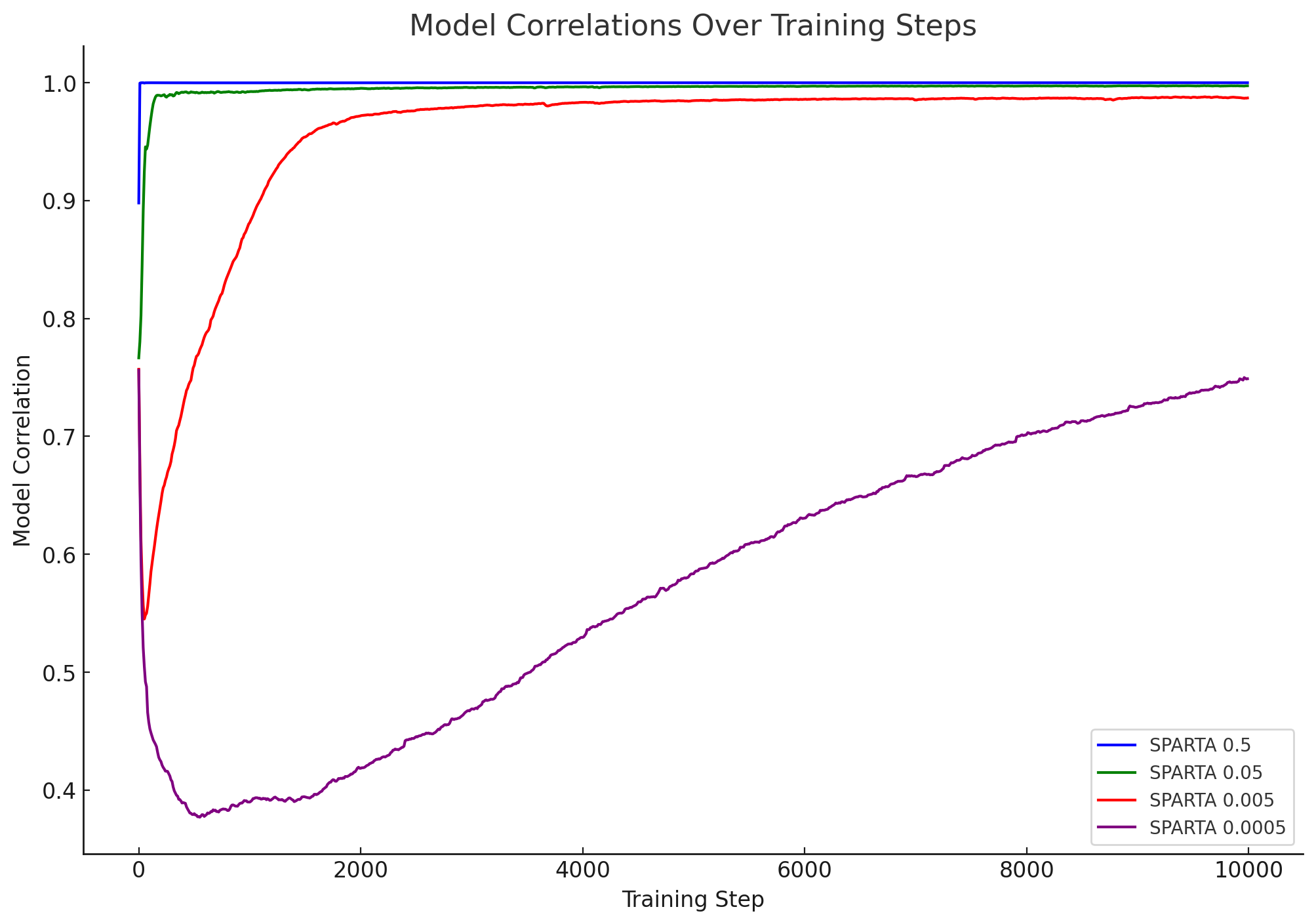 Model Correlations Over Training Steps