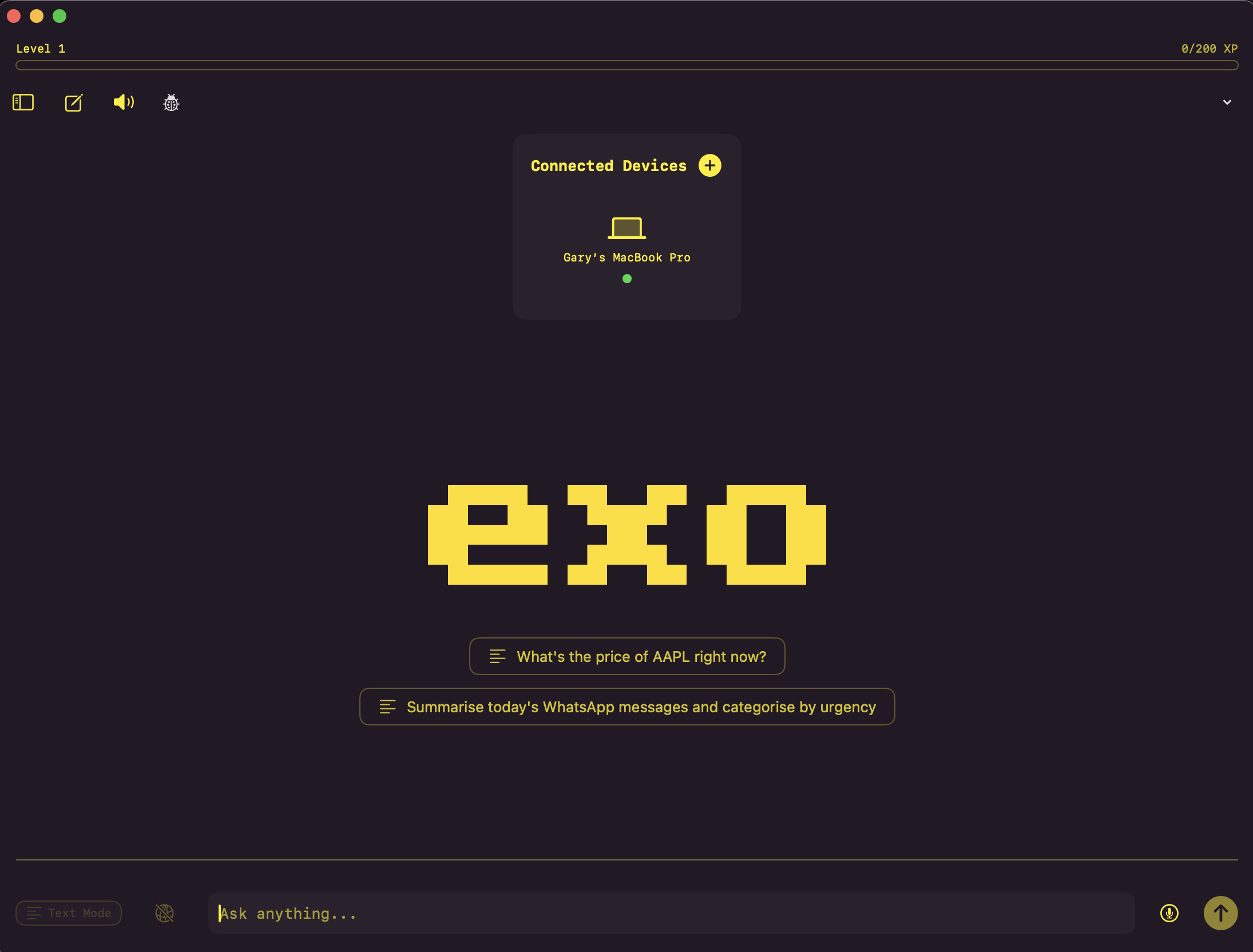 EXO Desktop App Interface